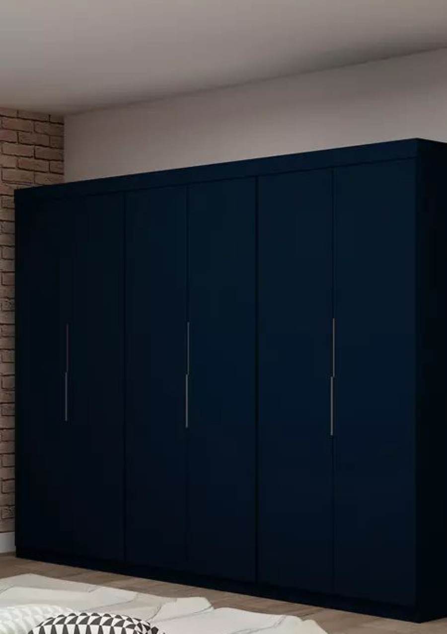 Furniture * | Hot Sale Manhattan Comfort Mulberry 2.0 3 Sectional Wardrobe Closet 3-Piece Set Tatiana Midnight Blu