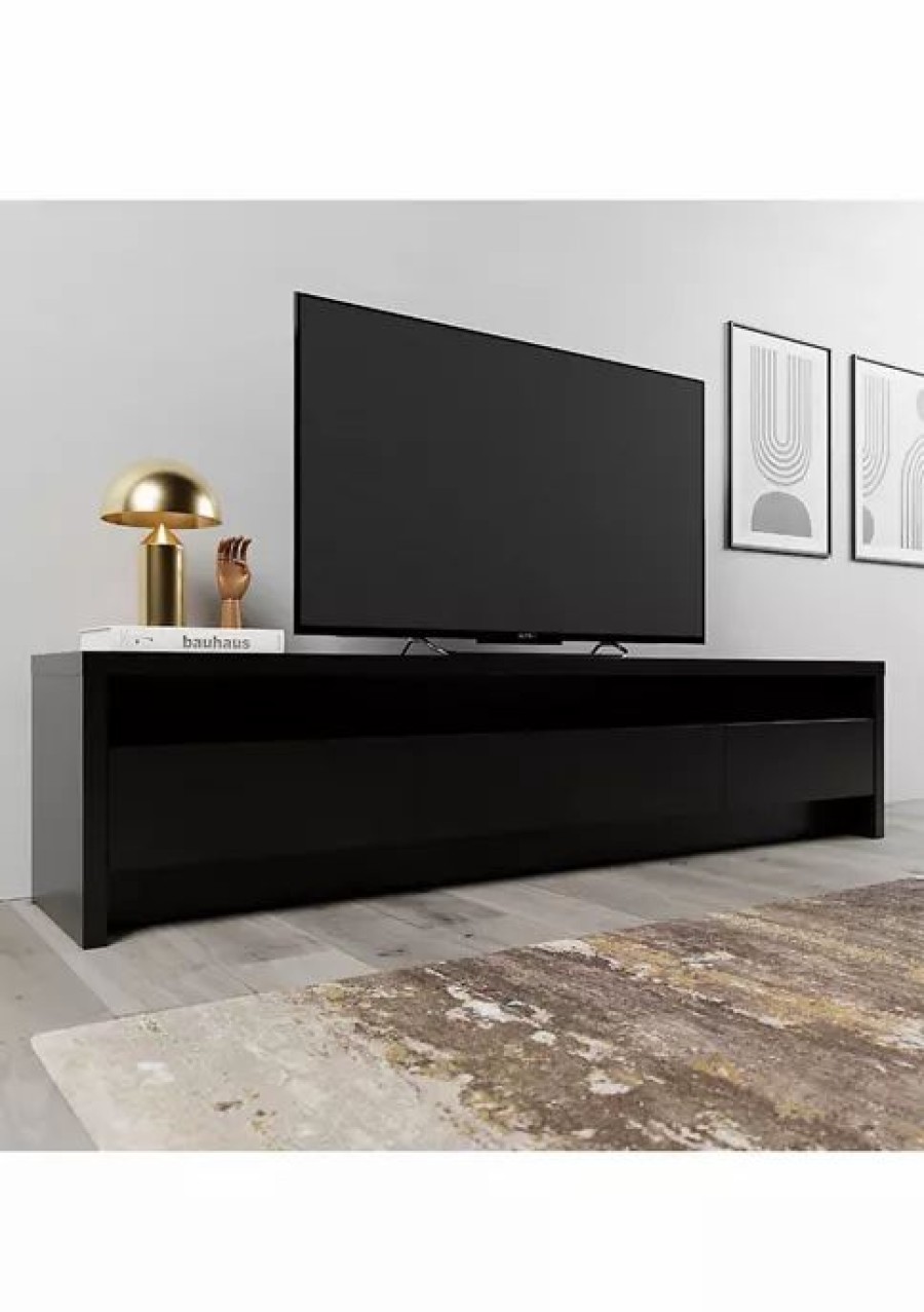 Furniture * | Coupon Manhattan Comfort Sylvan 85.43 Tv Stand Black