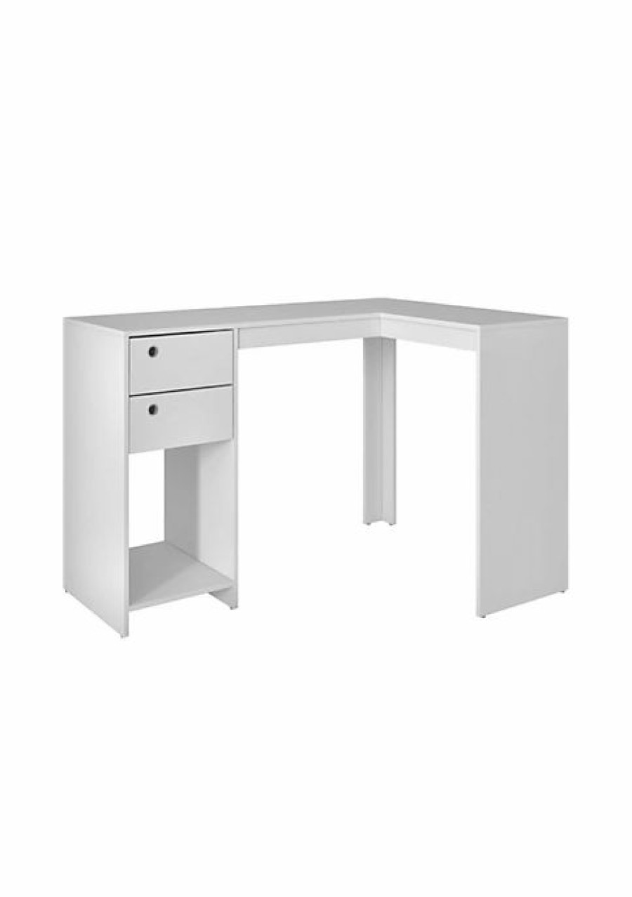 Tv & Media Stands * | Flash Sale Manhattan Comfort Palermo Classic L-Desk In White