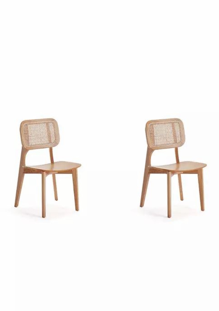 Furniture * | Coupon Manhattan Comfort Versailles Cane Dining Chair Set Of 2 Nature