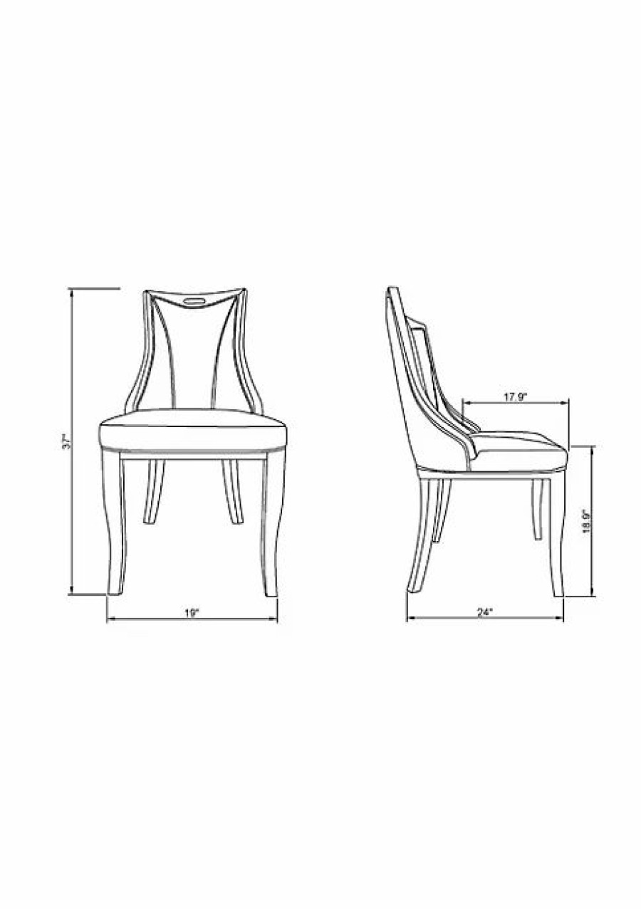 Dining Chairs * | Brand New Manhattan Comfort Emperor Dining Chair (Set Of Two) In And Walnut Silver