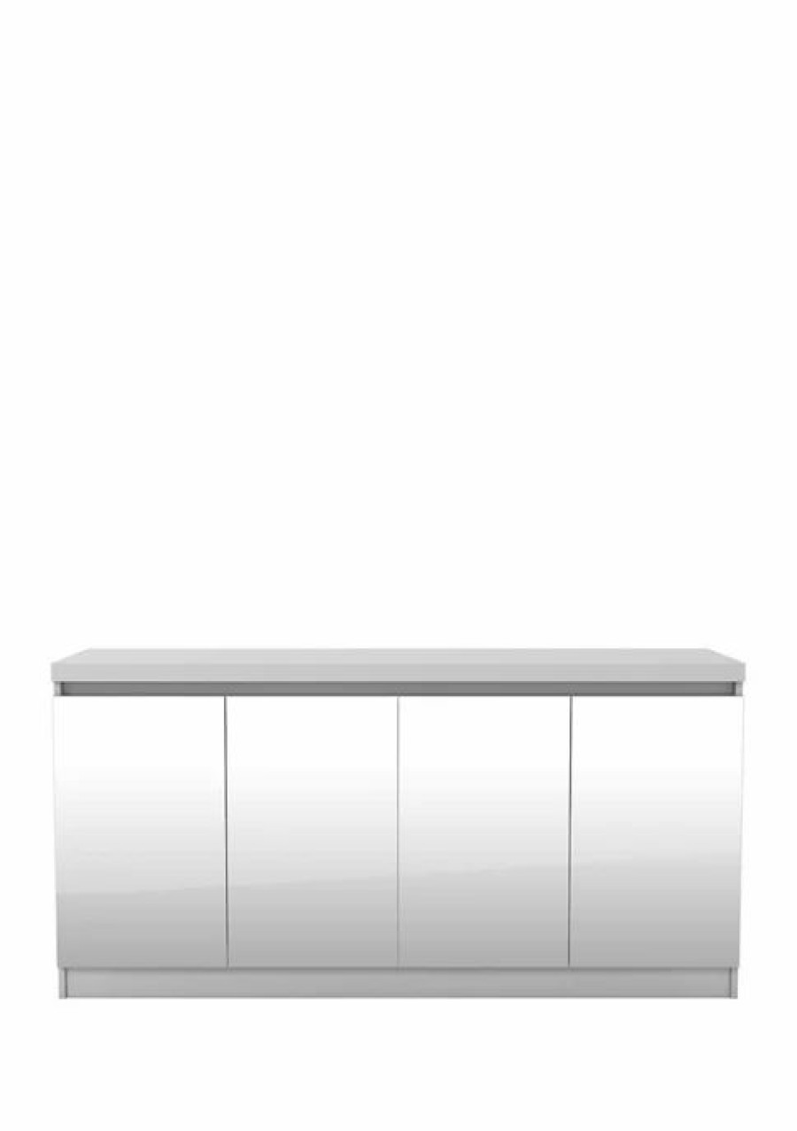 Furniture * | Budget Manhattan Comfort 62.99 Inch Viennese Buffet Cabinet With Mirrors White Gloss