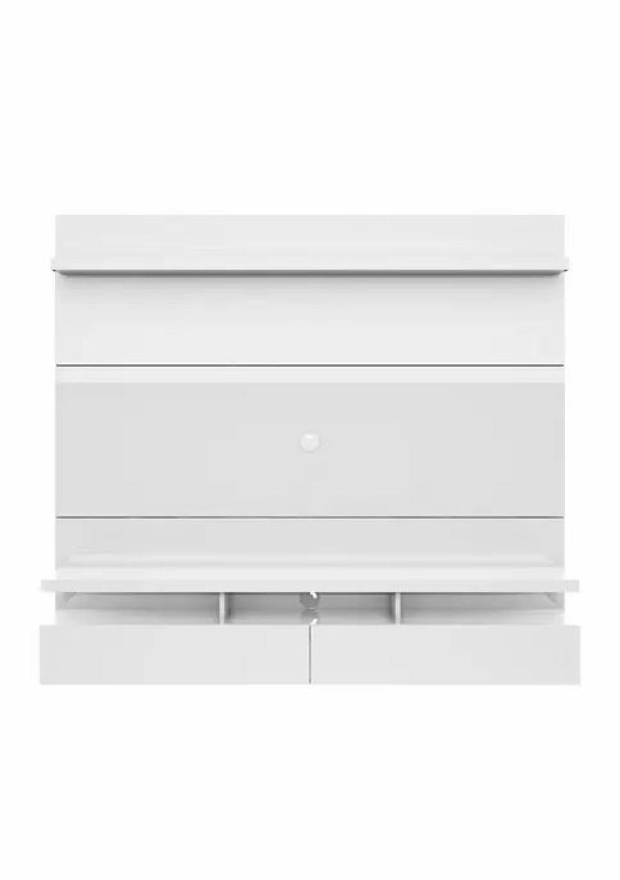 Furniture * | Coupon Manhattan Comfort City 1.8 Floating Wall Theater Entertainment Center White Gloss