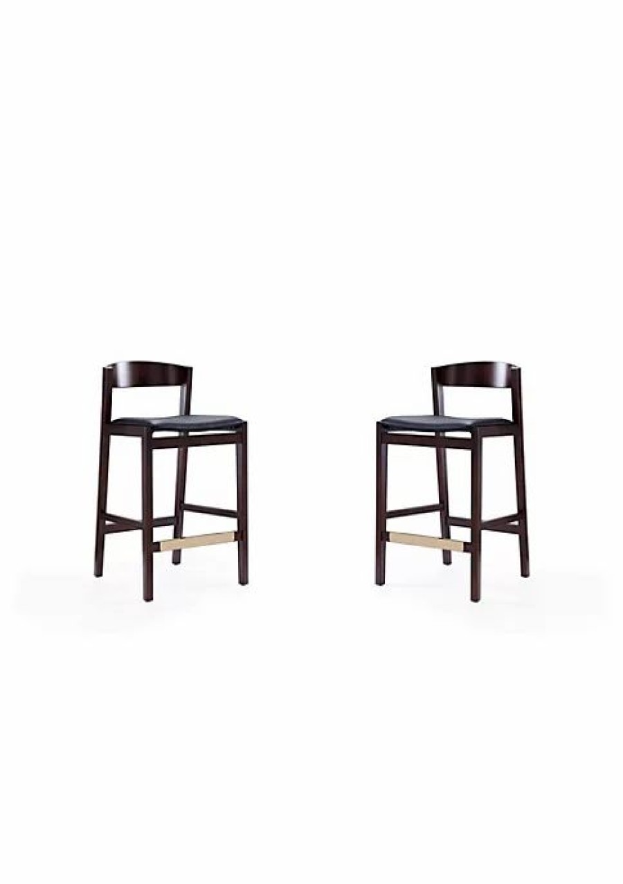 Furniture * | Brand New Manhattan Comfort Klismos Counter Stool In And Dark Walnut Black