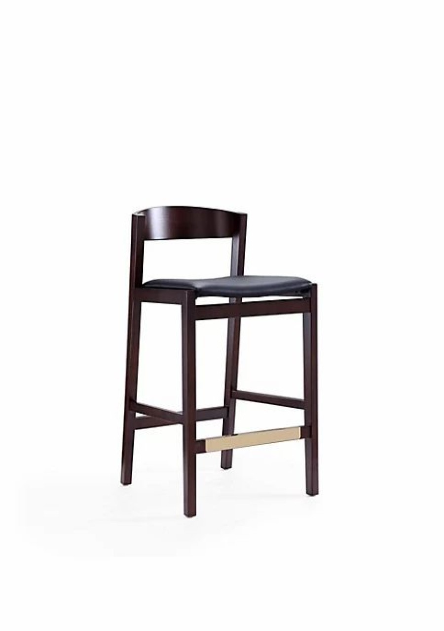 Furniture * | Brand New Manhattan Comfort Klismos Counter Stool In And Dark Walnut Black