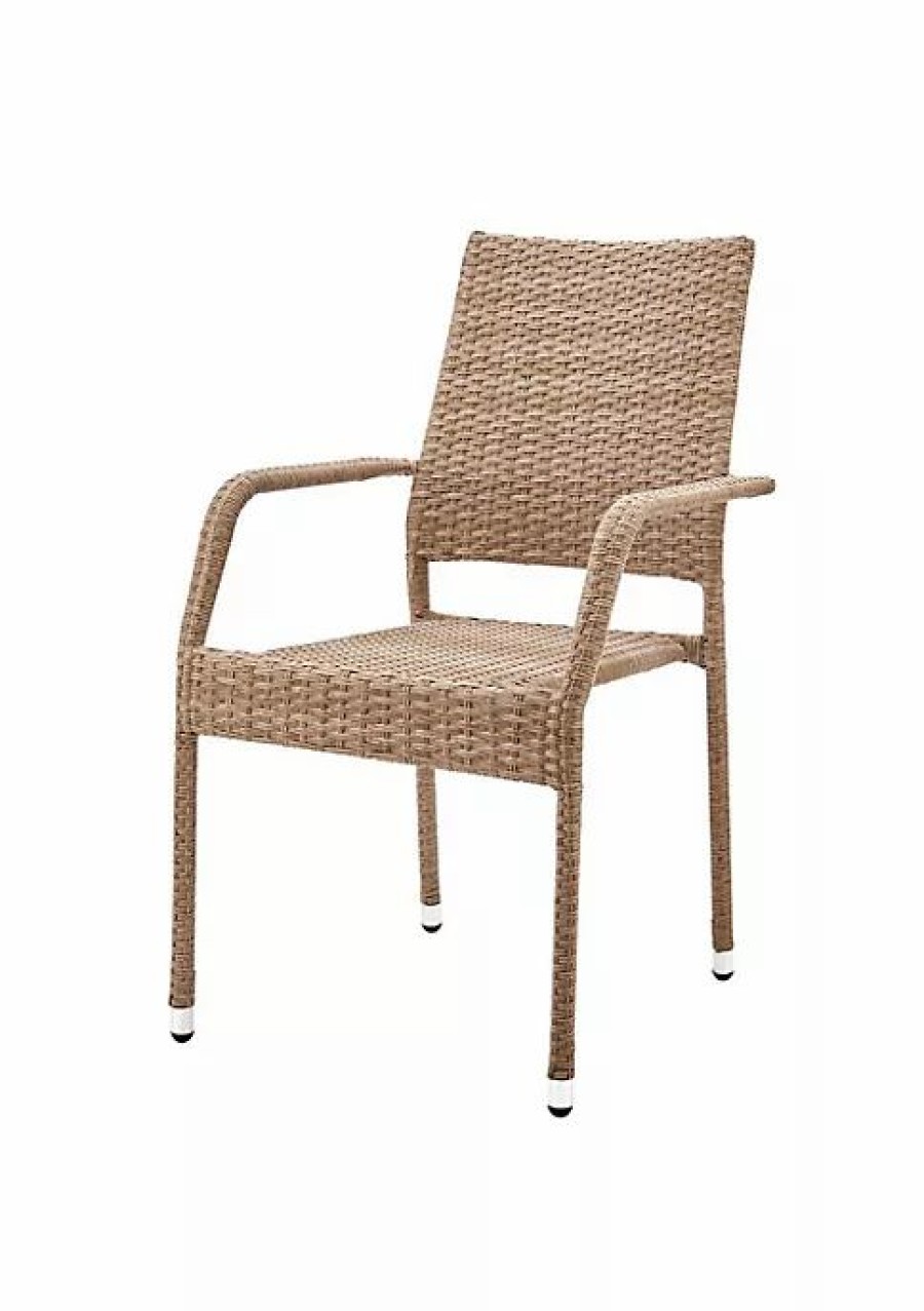 Furniture * | Coupon Manhattan Comfort Genoa Patio Dining Armchair In Nature Tan Weave