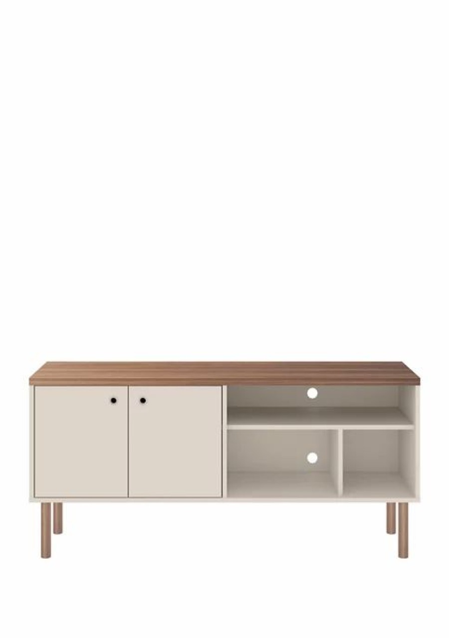 Furniture * | Top 10 Manhattan Comfort Windsor 53.54 Tv Stand Off White/Nature