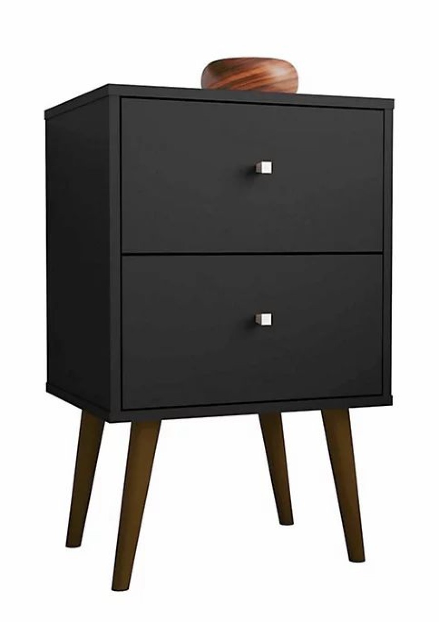 Tv & Media Stands * | Outlet Manhattan Comfort Liberty Nightstand 2.0 In Black