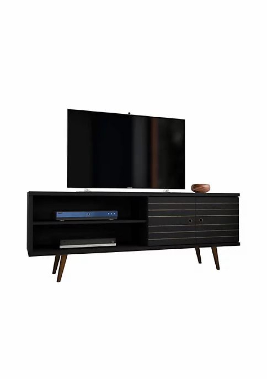 Tv & Media Stands * | Brand New Manhattan Comfort Liberty 62.99 Mid-Century Modern Tv Stand In Black