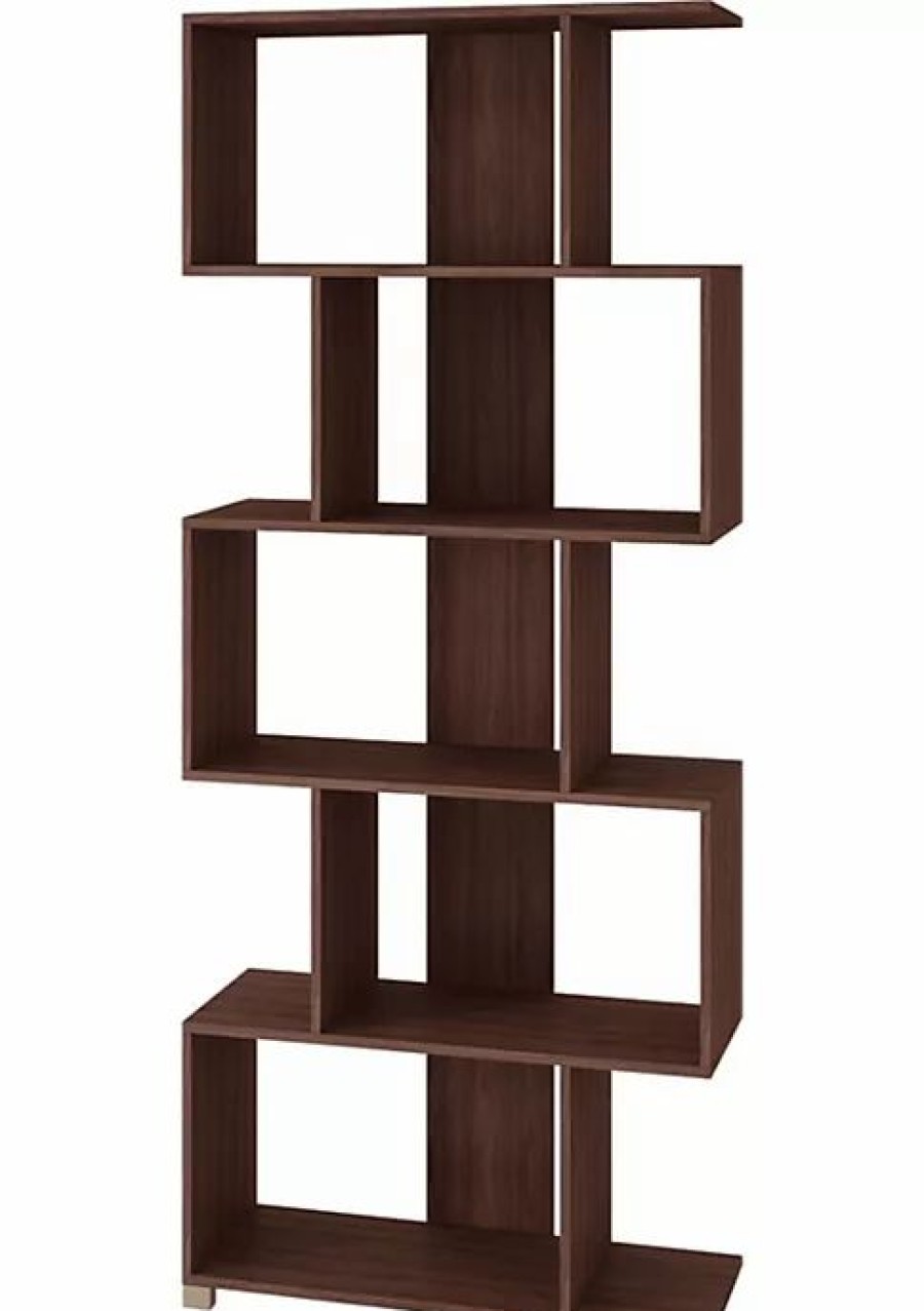 Tv & Media Stands * | Promo Manhattan Comfort Petrolina Z-Shelf In Nut Brown