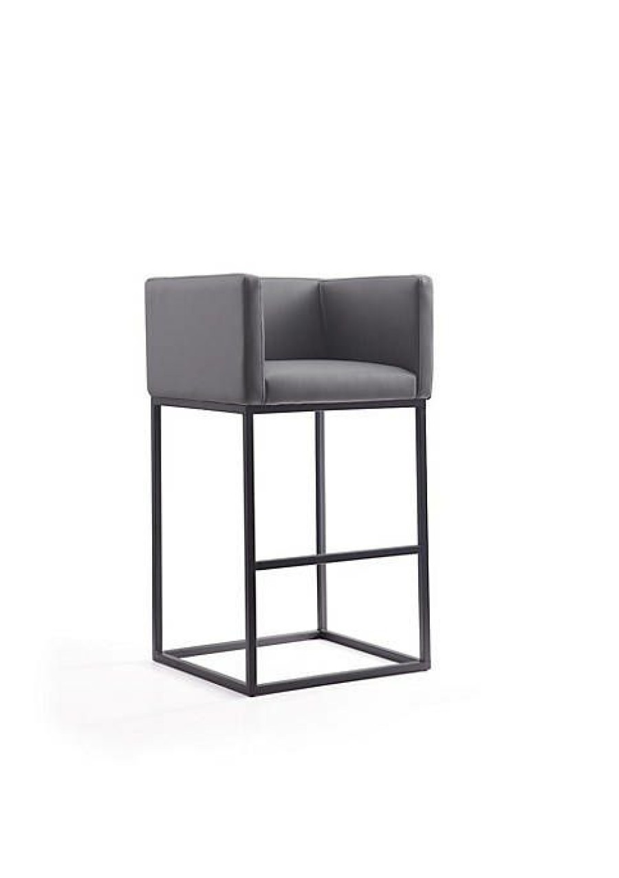 Furniture * | Best Reviews Of Manhattan Comfort Embassy Barstool In And Black Grey