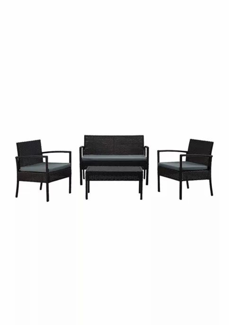 Furniture * | Wholesale Manhattan Comfort Noli Patio 4- Person Conversation Set With Coffee Table