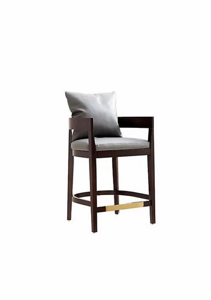 Furniture * | Best Pirce Manhattan Comfort Ritz Counter Stool In And Dark Walnut Grey