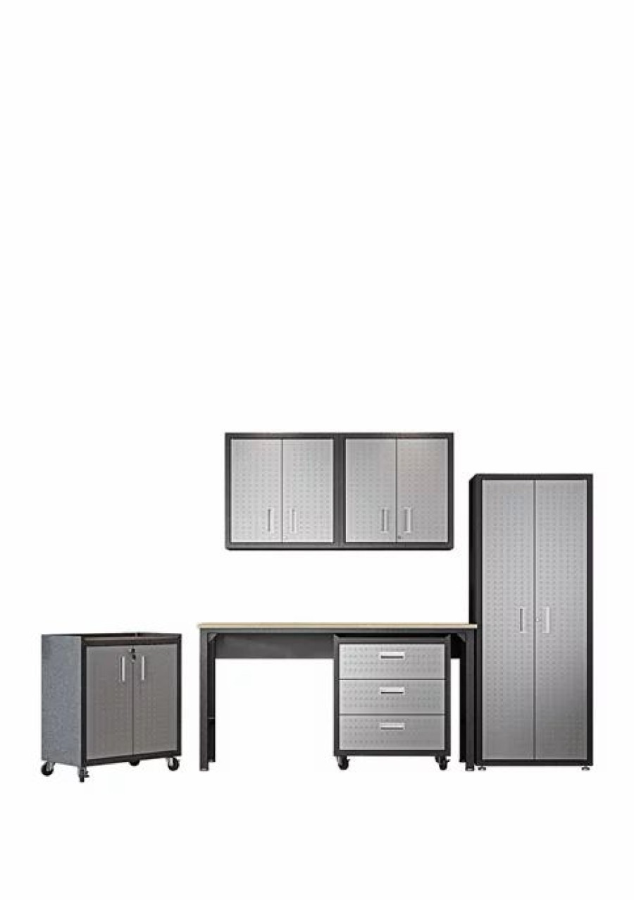 Furniture * | Top 10 Manhattan Comfort Fortress 6 Piece Garage Set Grey