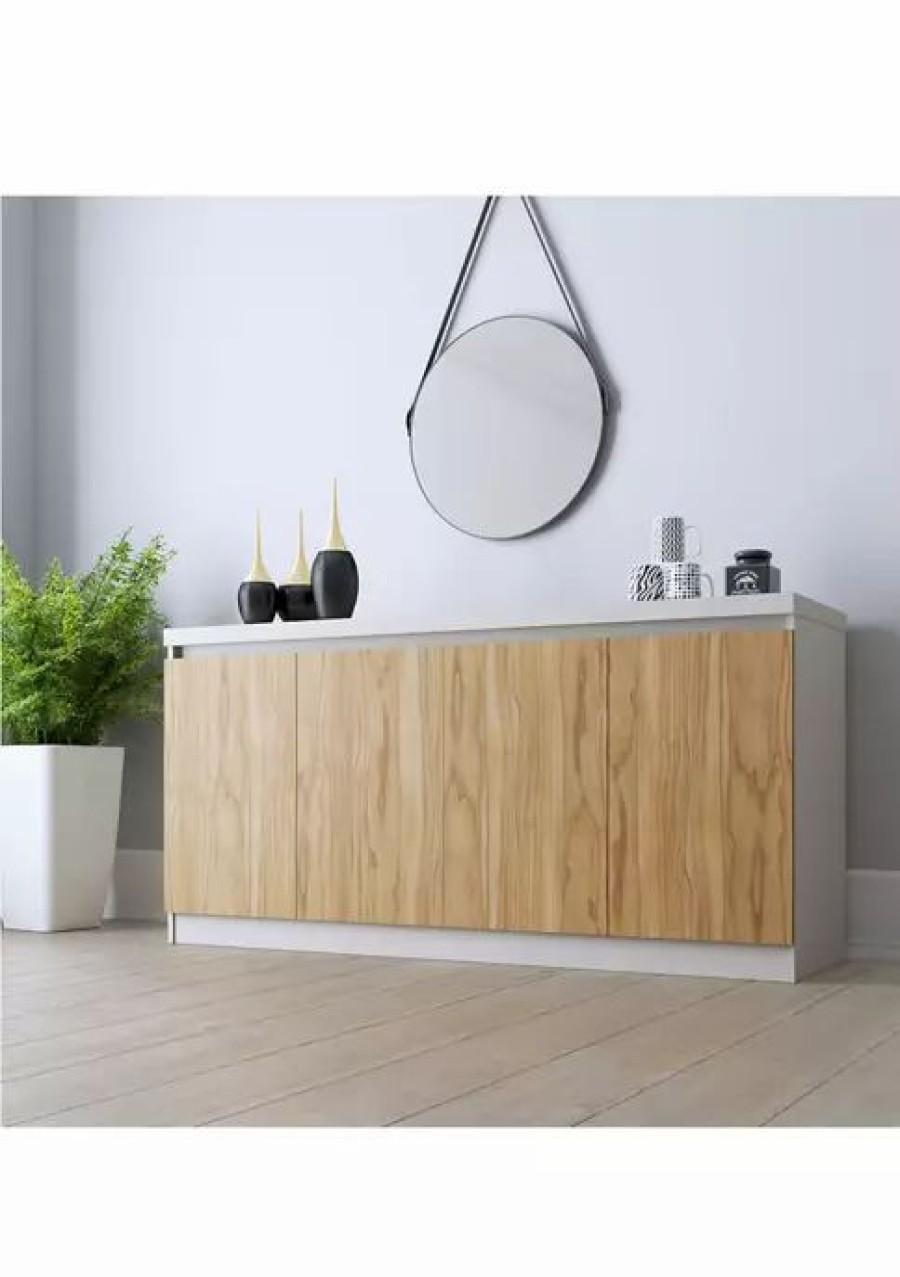 Furniture * | Hot Sale Manhattan Comfort Viennese Sideboard Cinnamon/Off White