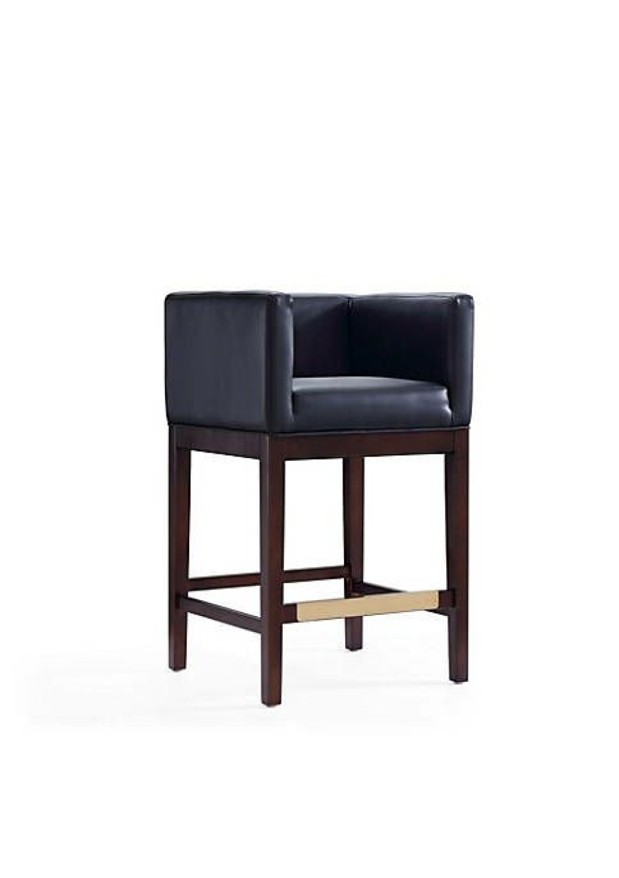 Furniture * | Flash Sale Manhattan Comfort Kingsley Counter Stool In And Dark Walnut (Set Of 2) Black