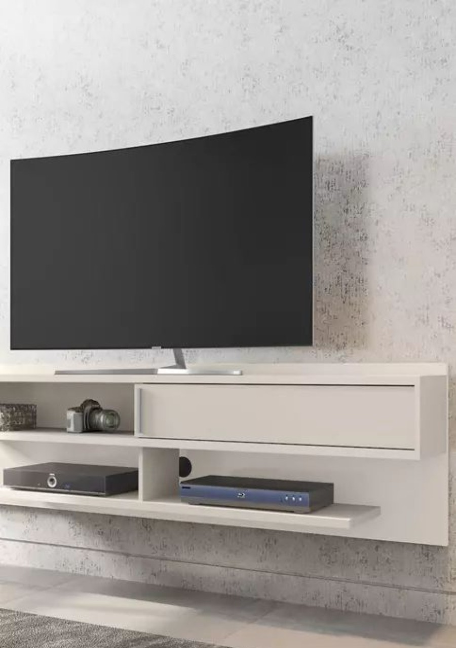 Furniture * | Outlet Manhattan Comfort 70.86 Inch Astor Floating Entertainment Center 1.0 Off White