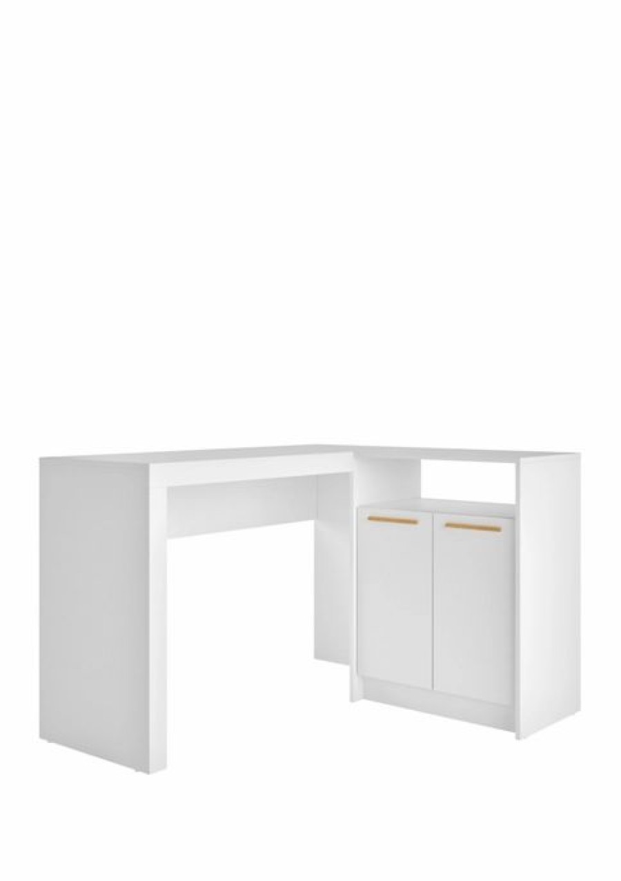 Furniture * | Deals Manhattan Comfort Kalmar L-Shaped Office Desk With Inclusive White