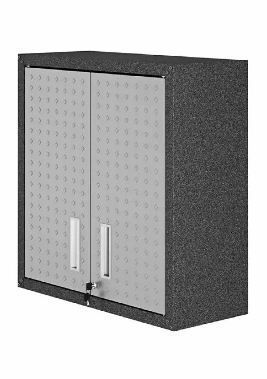 Furniture * | Budget Manhattan Comfort 30 Inch Fortress Floating Garage Cabinet With Adjustable Shelves Grey