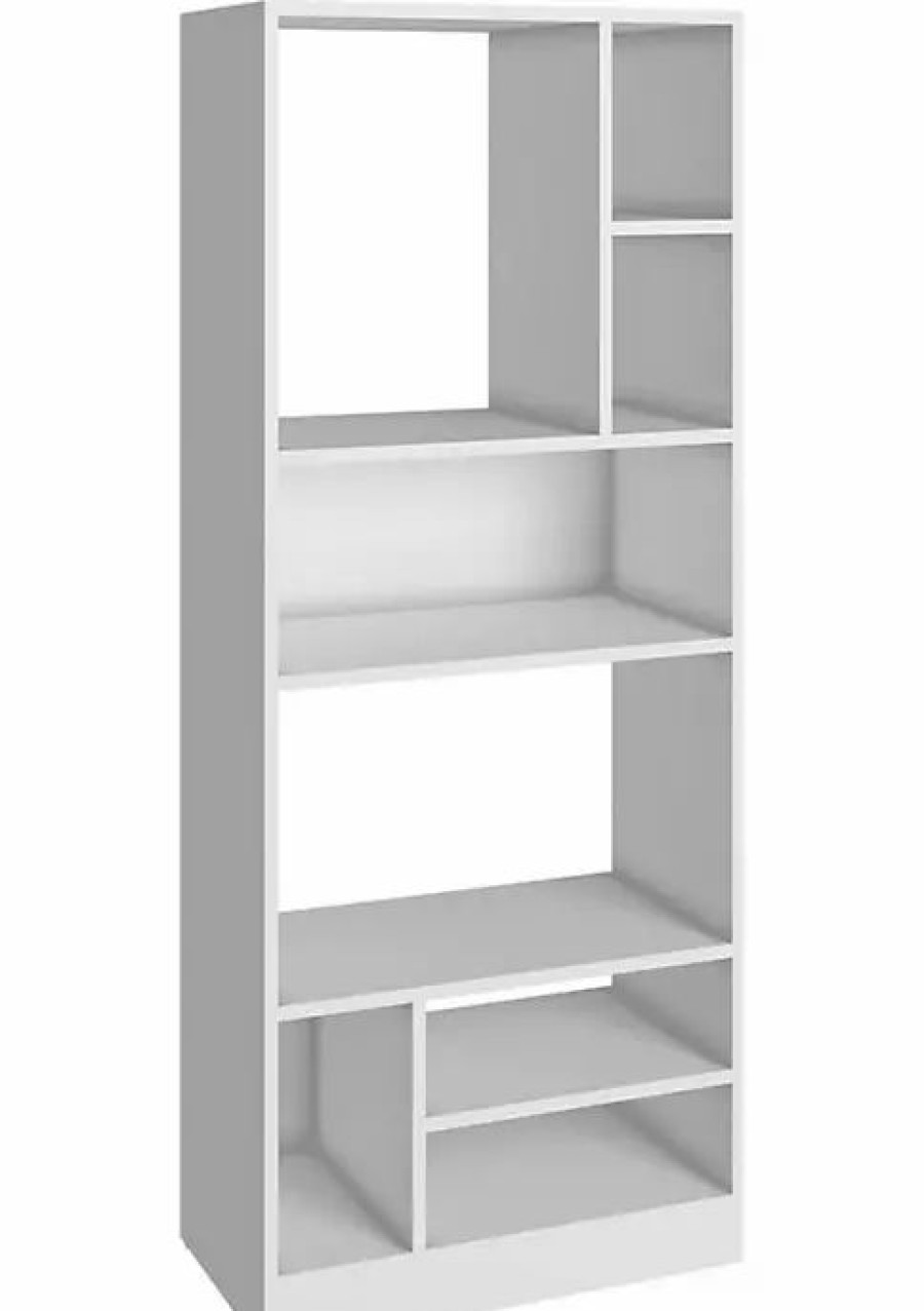 Tv & Media Stands * | Flash Sale Manhattan Comfort Valenca Bookcase 3.0 In White