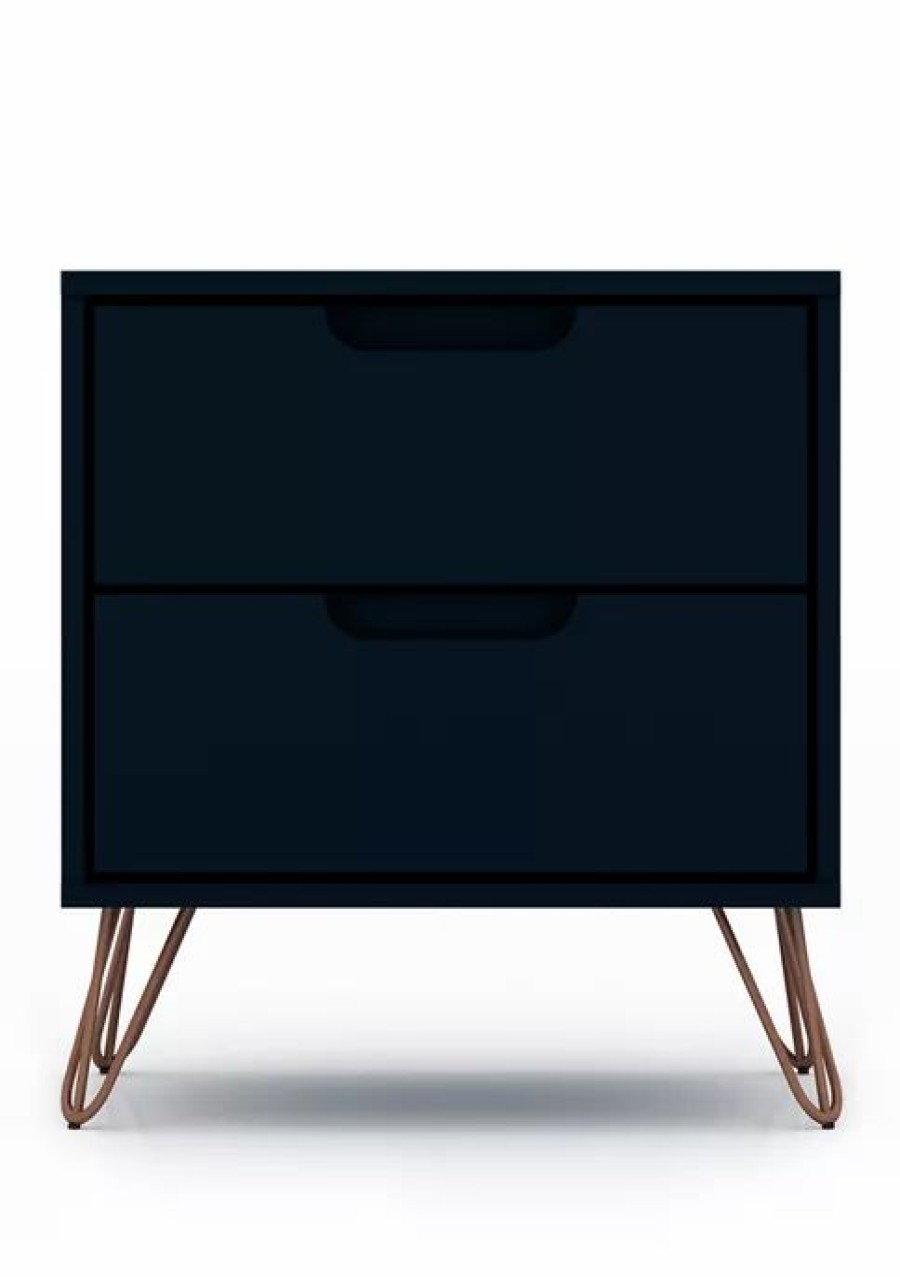 Furniture * | New Manhattan Comfort Rockefeller 2.0 Nightstand Tatiana Midnight Blue