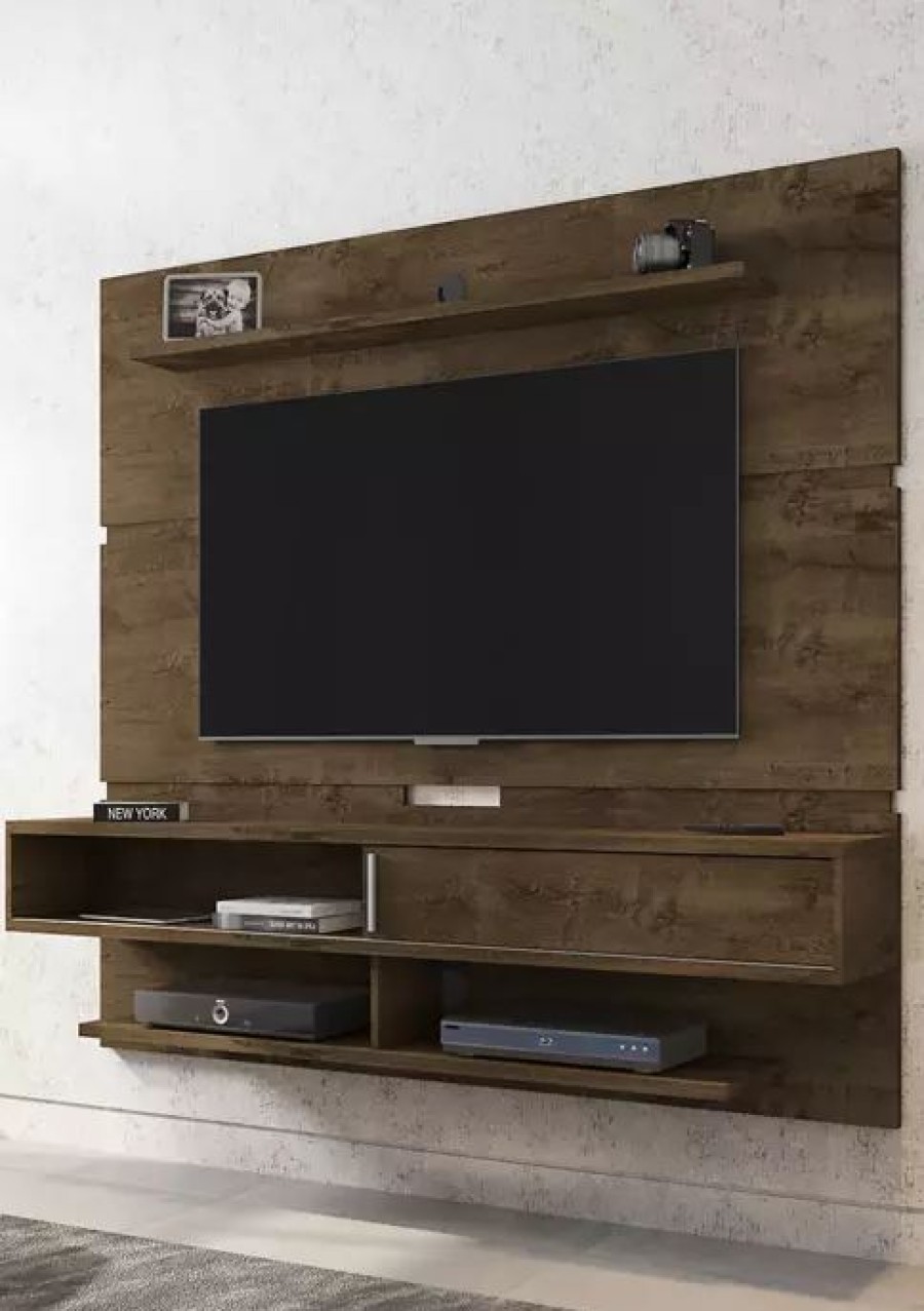 Tv & Media Stands * | Deals Manhattan Comfort 70.86 Inch Astor Floating Entertainment Center 2.0 Rustic Brown