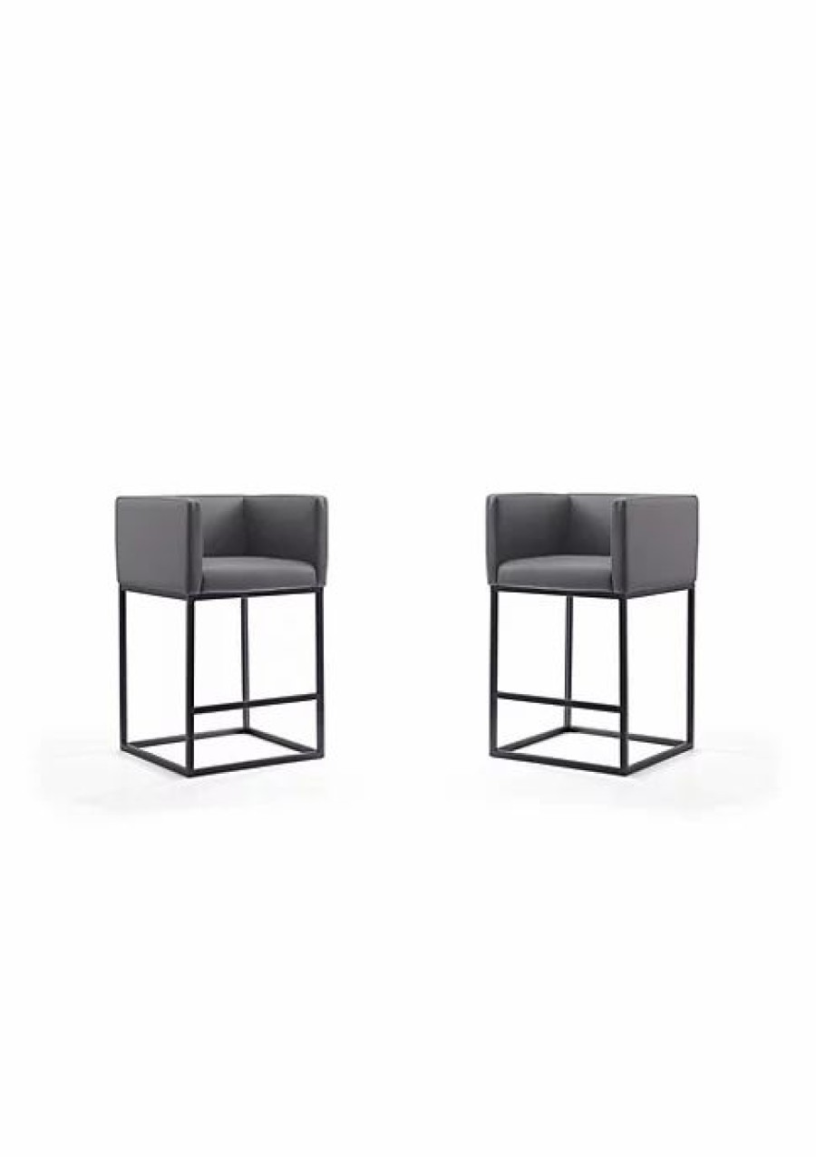 Furniture * | Wholesale Manhattan Comfort Embassy Counter Stool In And Black (Set Of 2) Grey