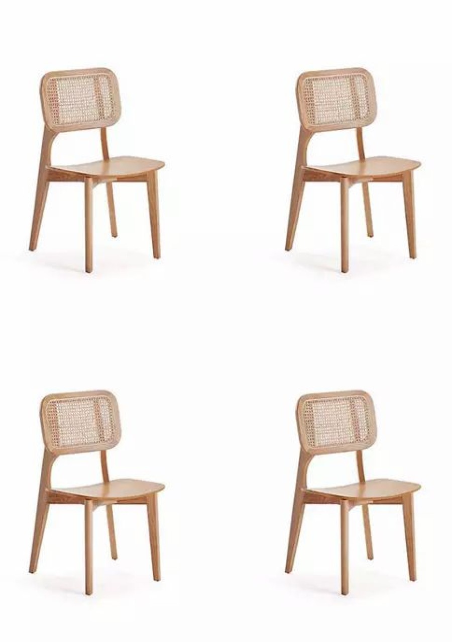 Dining Chairs * | Brand New Manhattan Comfort Versailles Cane Dining Chair- Set Of 4 Nature