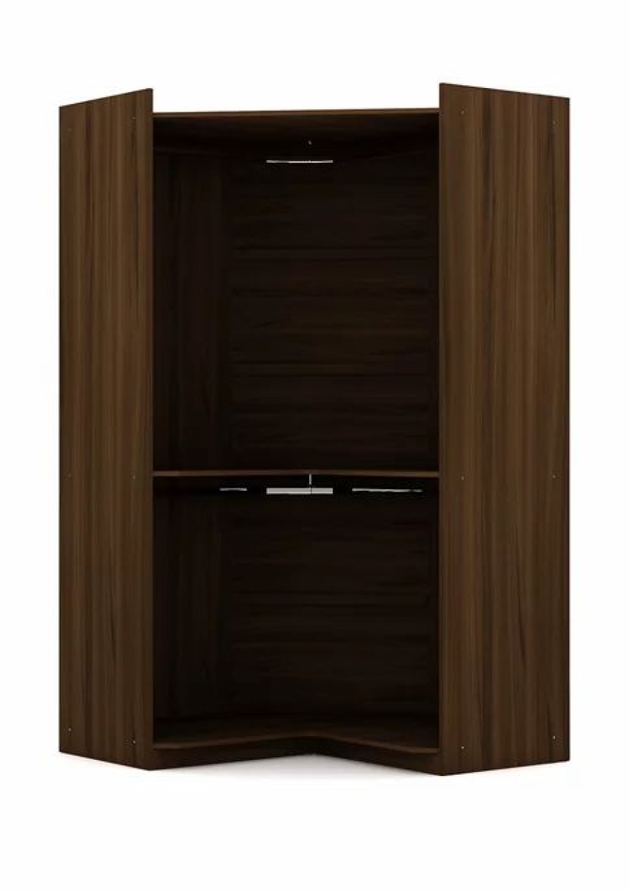 Furniture * | Cheapest Manhattan Comfort Mulberry Open Corner Closet Brown