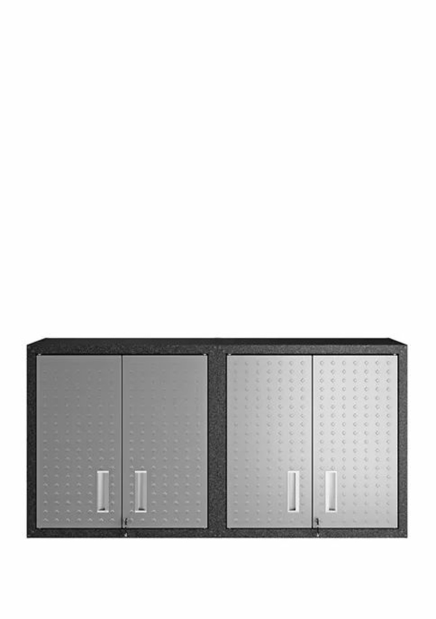 Furniture * | Promo Manhattan Comfort Fortress Floating Garage Cabinet Set Of 2 Grey