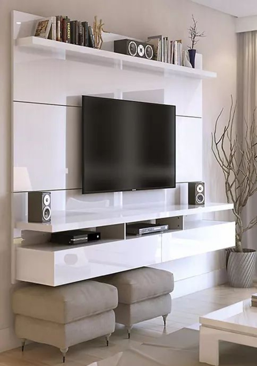 Tv & Media Stands * | Cheapest Manhattan Comfort 62.99 Inch City Floating Entertainment Center