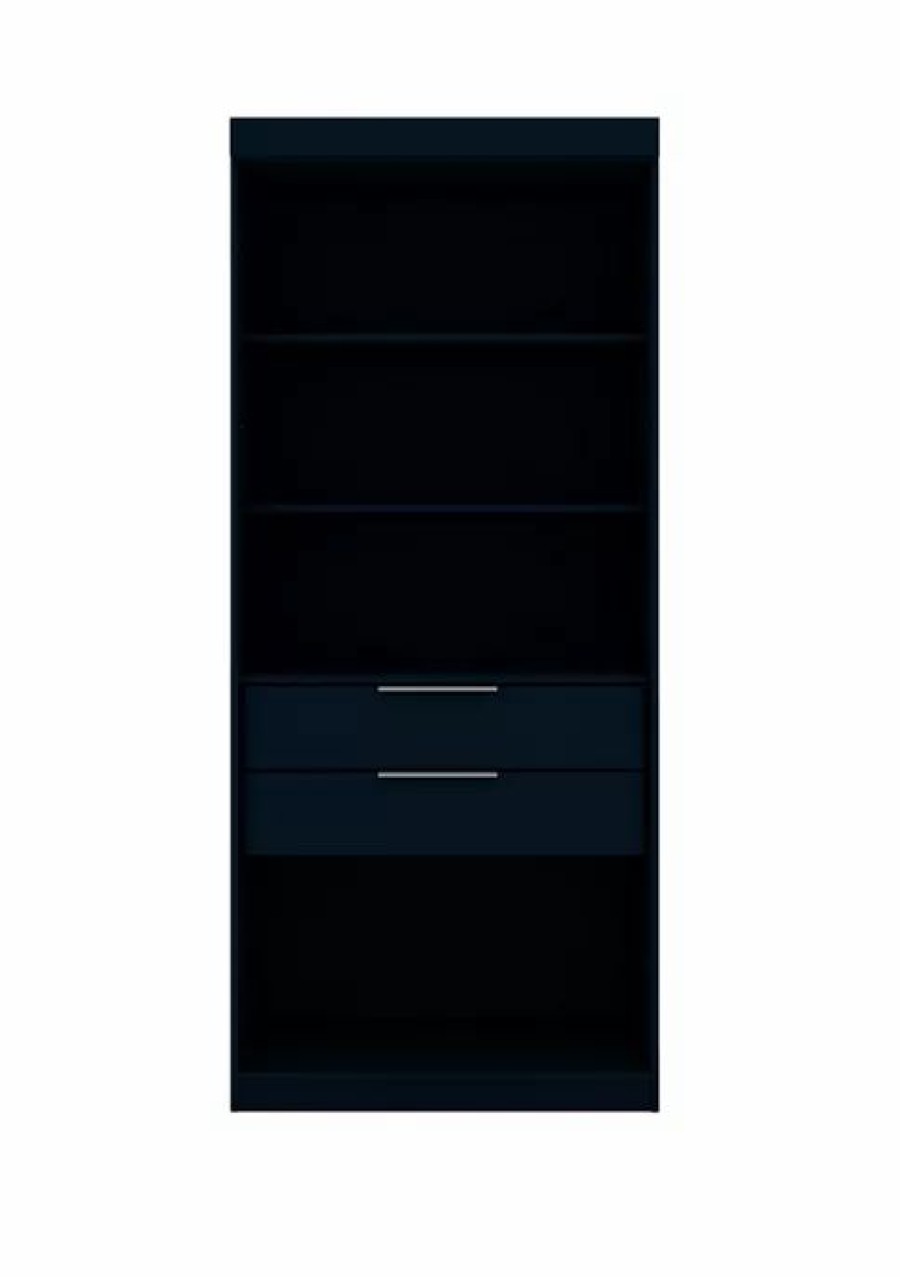 Furniture * | Best Deal Manhattan Comfort Mulberry Open 1 Sectional Armoire Wardrobe Closet Tatiana Midnight Blue