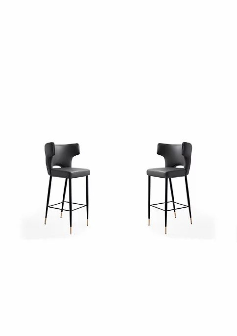 Furniture * | Discount Manhattan Comfort Holguin Barstool In , Black And Gold Grey