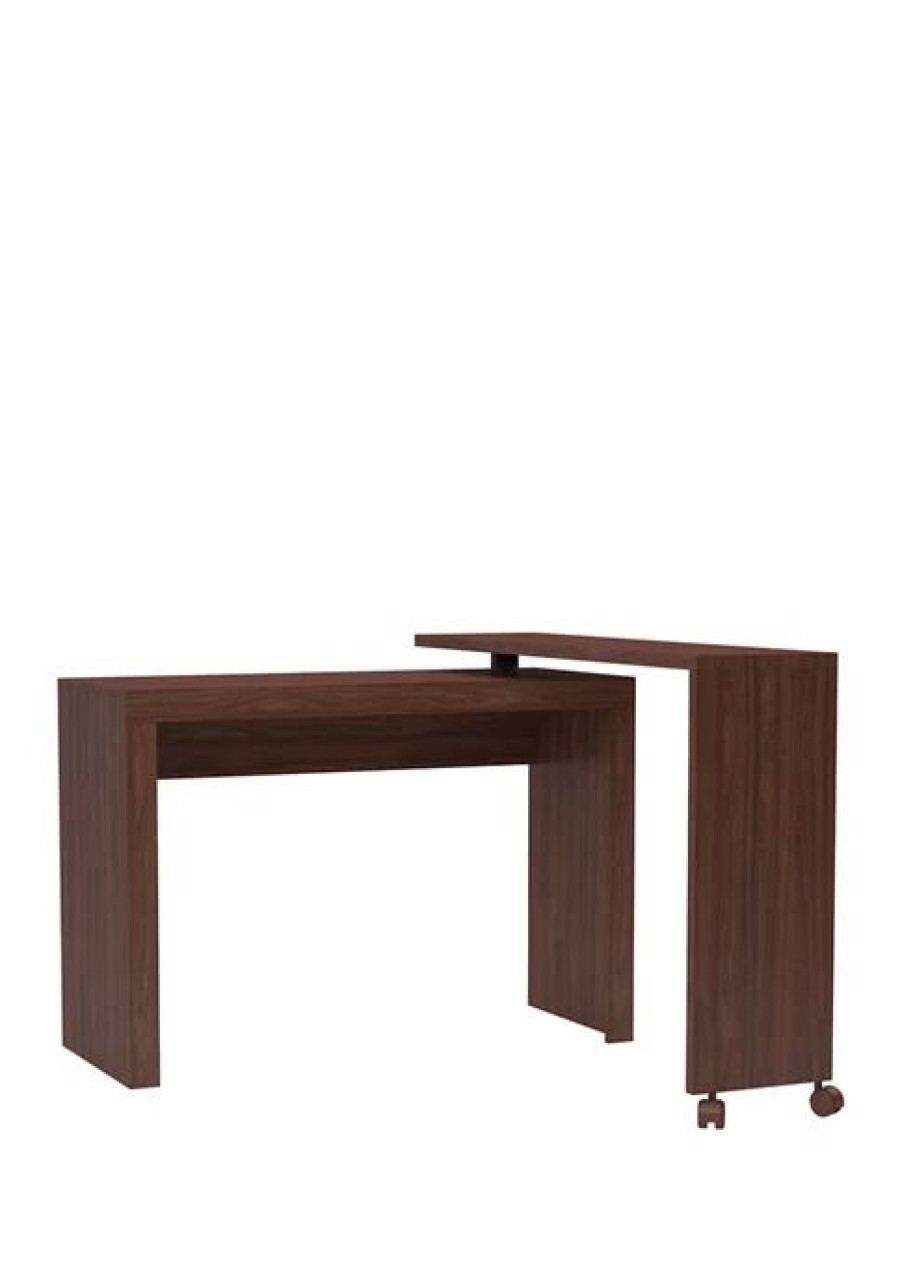 Furniture * | Flash Sale Manhattan Comfort Calabria Nested Desk Nut Brown