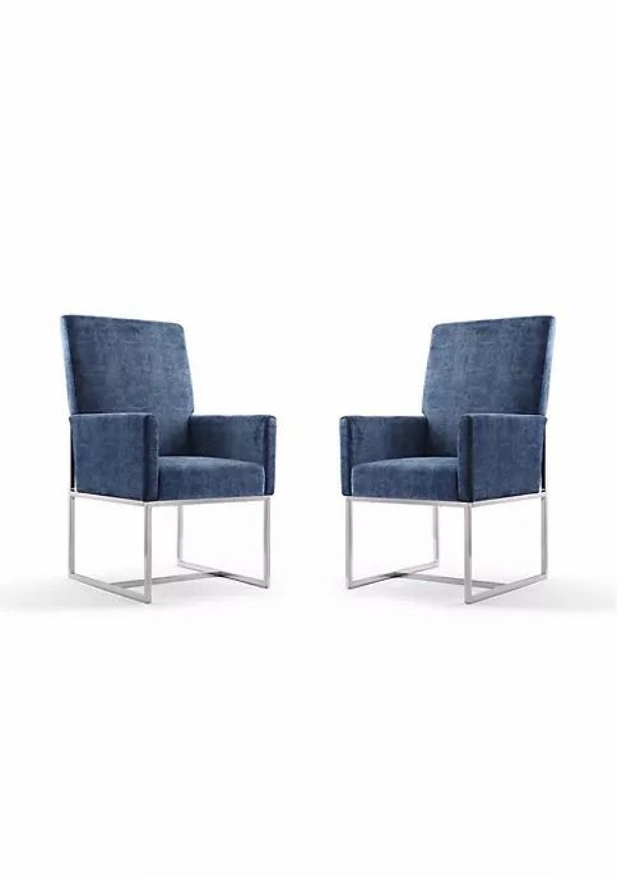 Furniture * | Best Pirce Manhattan Comfort Element Dining Armchair In (Set Of 2) Blue