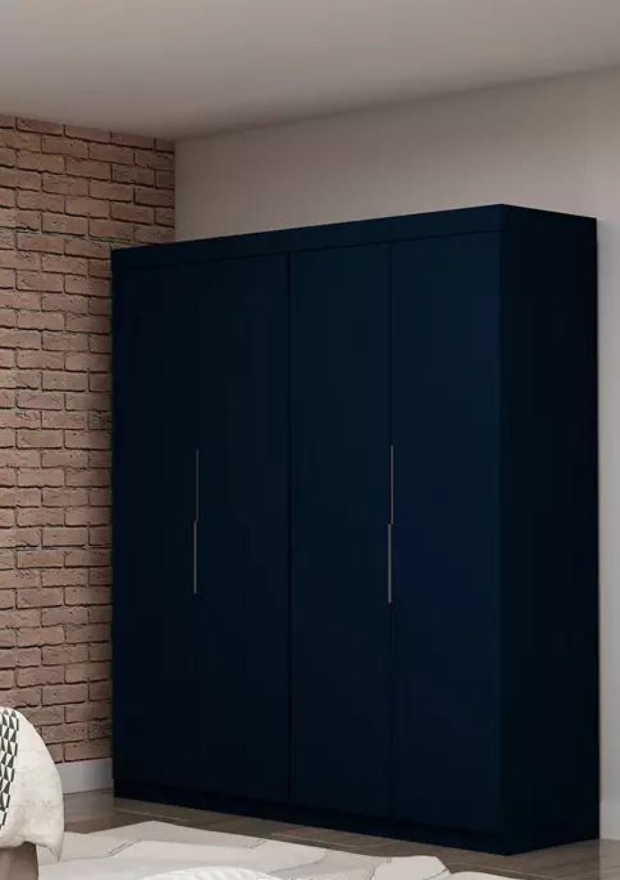 Furniture * | Best Pirce Manhattan Comfort Mulberry 2 Sectional Wardrobe Closet 2 Piece Set Tatiana Midnight Blue