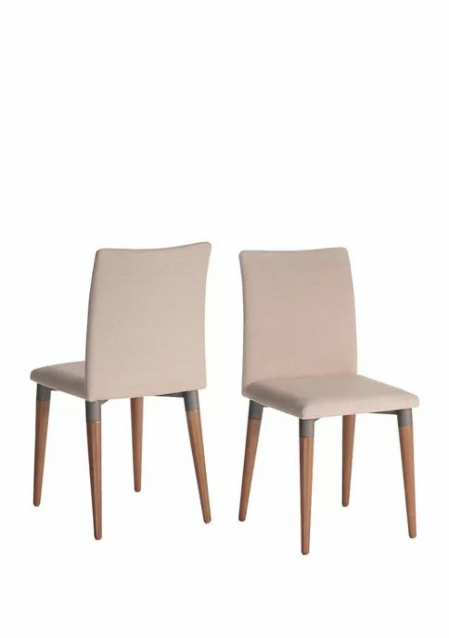 Furniture * | Budget Manhattan Comfort Set Of 2 Charles Dining Chairs Dark Beige