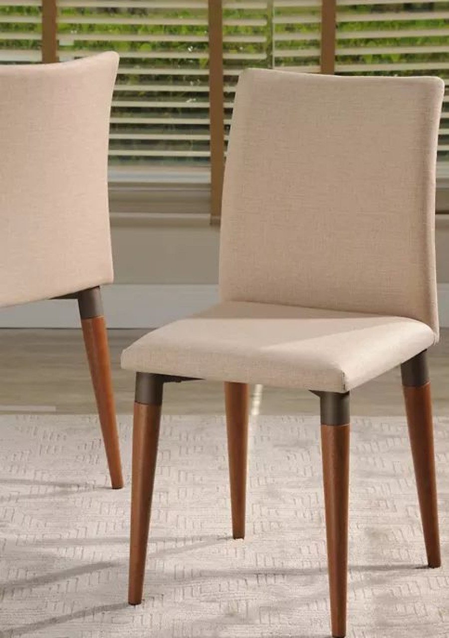 Furniture * | Budget Manhattan Comfort Set Of 2 Charles Dining Chairs Dark Beige