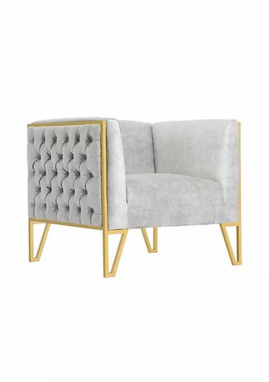 Tv & Media Stands * | Best Deal Manhattan Comfort Vector Accent Chair In Grey And Gold