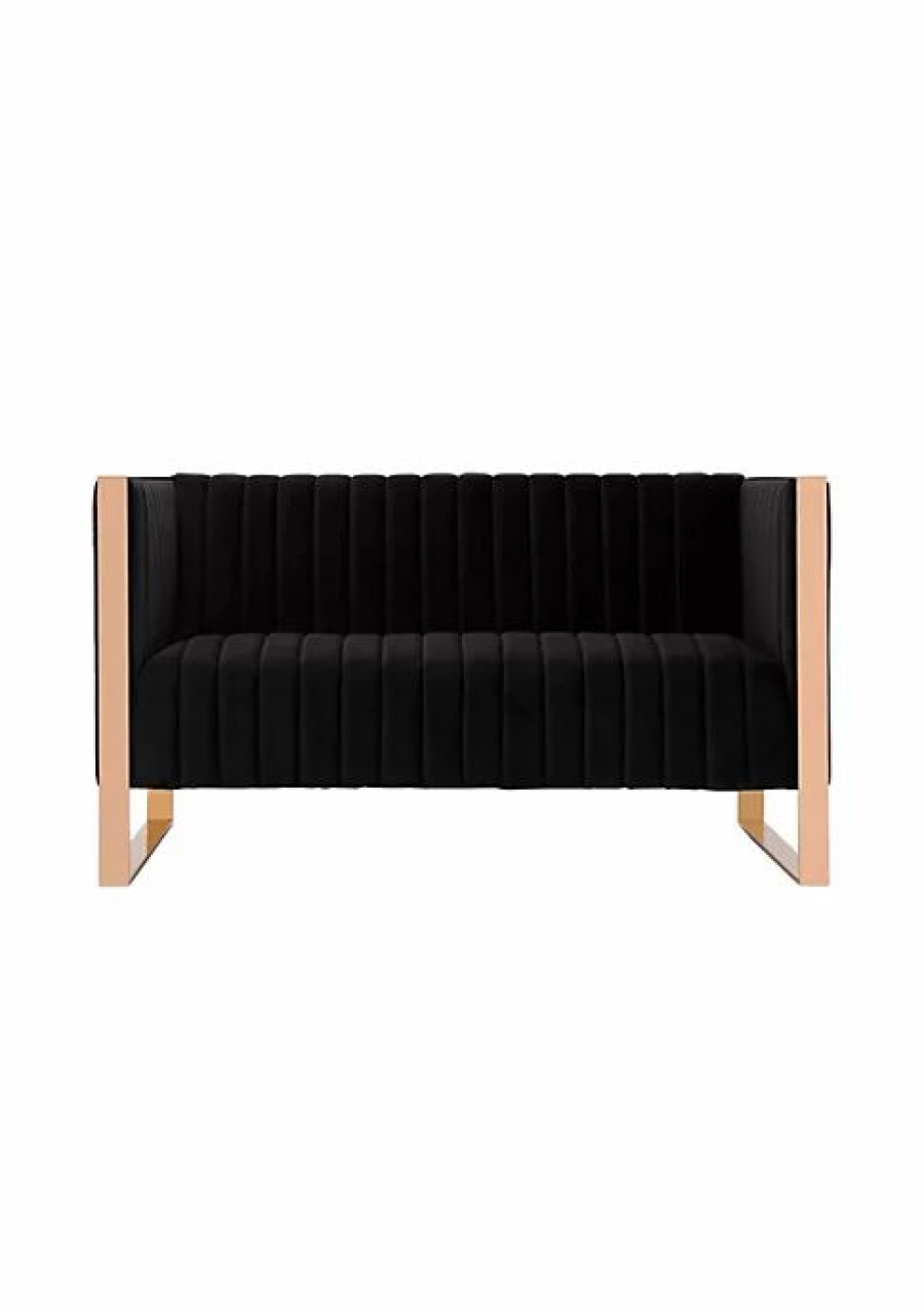 Tv & Media Stands * | Budget Manhattan Comfort Trillium Loveseat In Black And Rose Gold