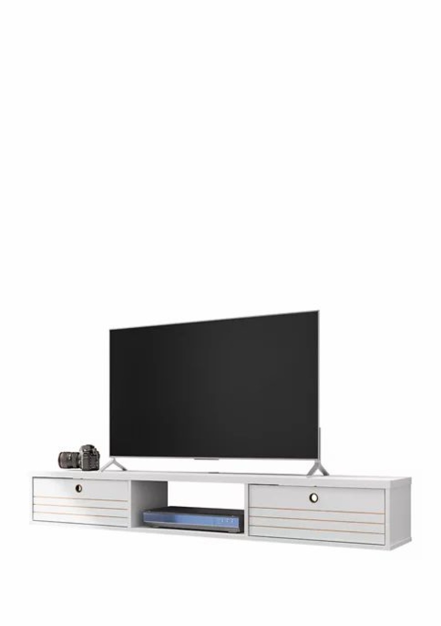 Furniture * | Top 10 Manhattan Comfort Liberty 62.99 Inch Floating Entertainment Center White