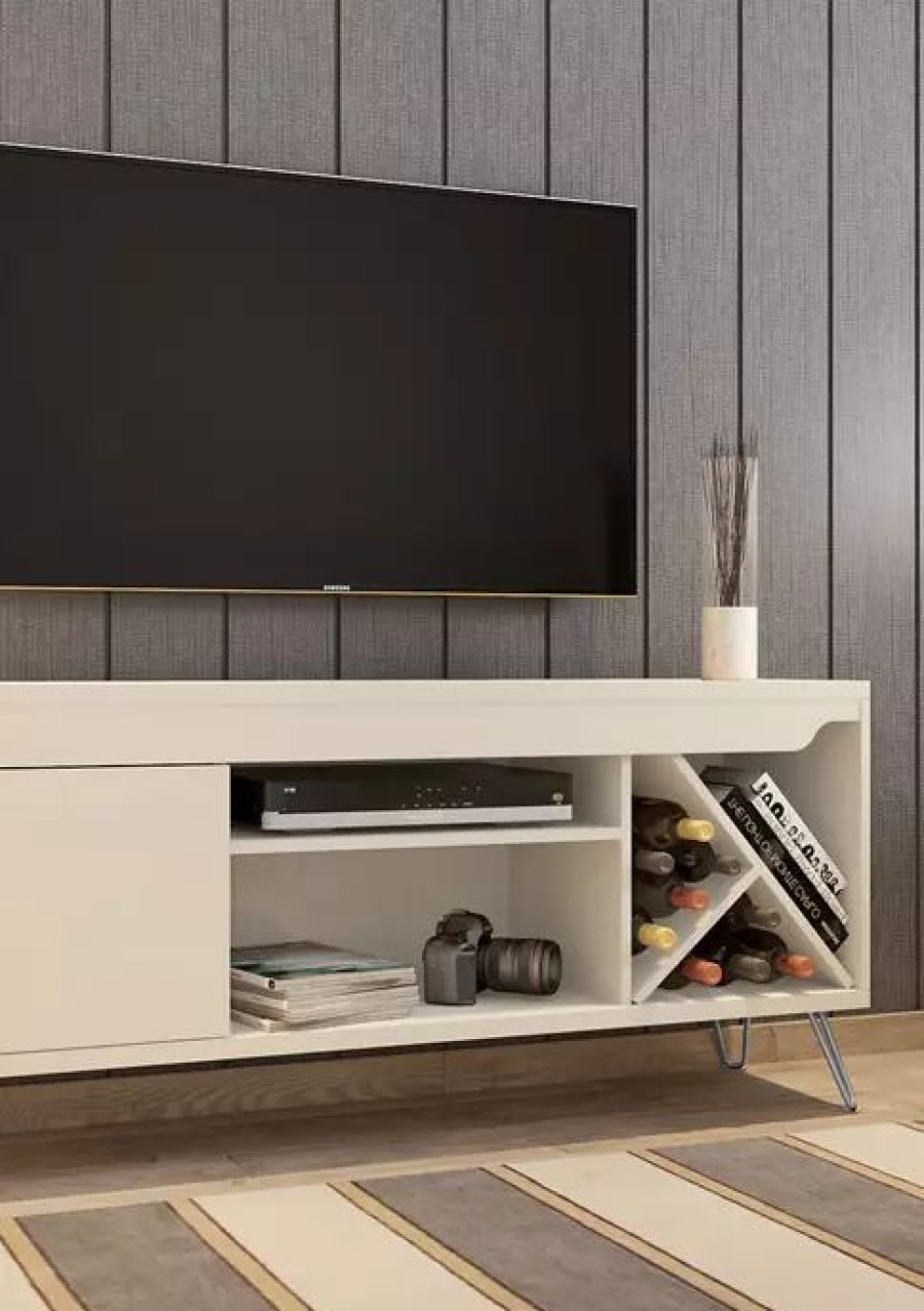 Furniture * | Wholesale Manhattan Comfort 53.54 Inch Baxter Tv Stand Off White