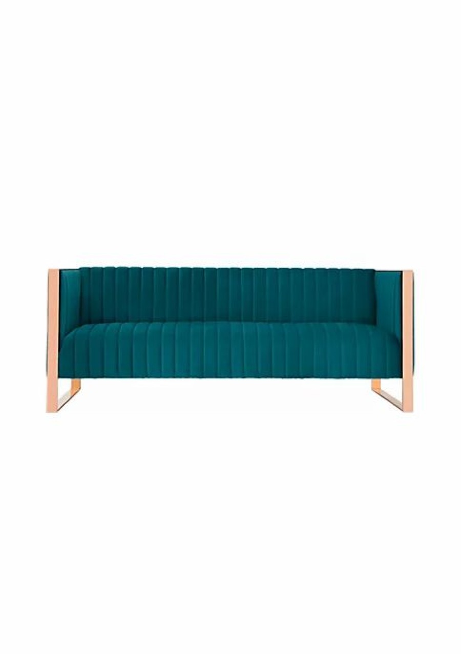 Furniture * | Best Sale Manhattan Comfort Trillium Sofa In Aqua Blue And Rose Gold