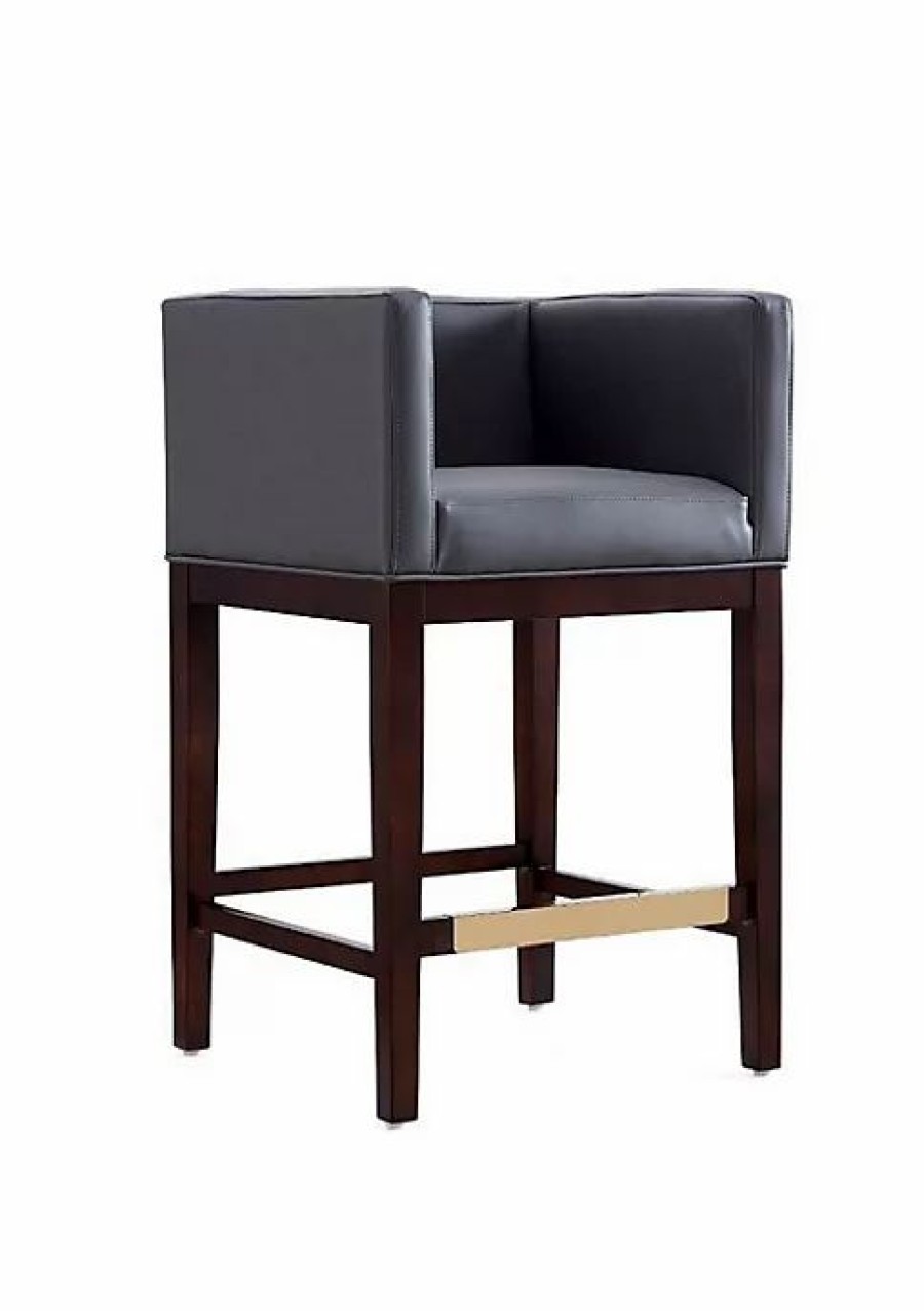 Furniture * | New Manhattan Comfort Kingsley Counter Stool In And Dark Walnut Grey