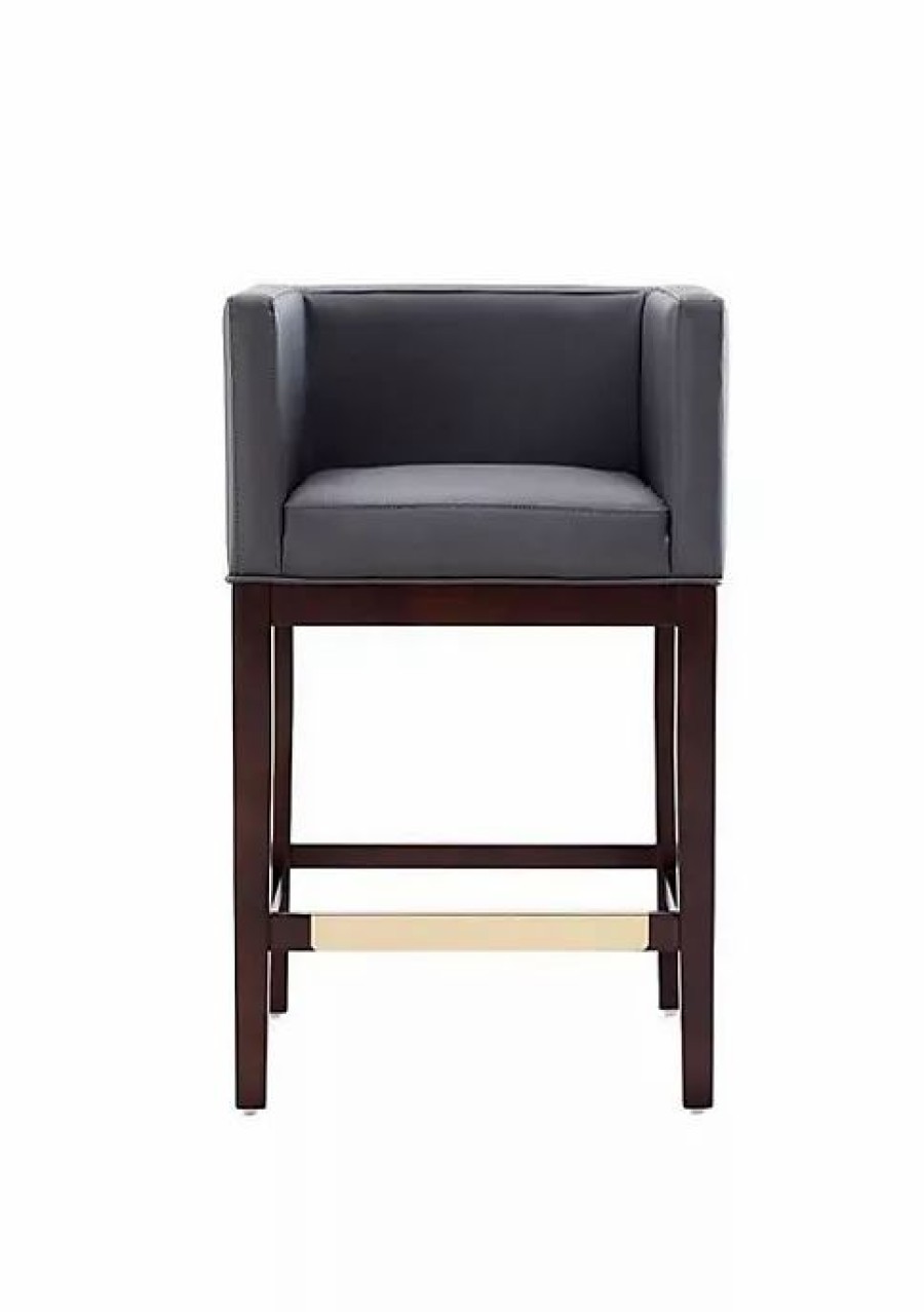 Furniture * | New Manhattan Comfort Kingsley Counter Stool In And Dark Walnut Grey