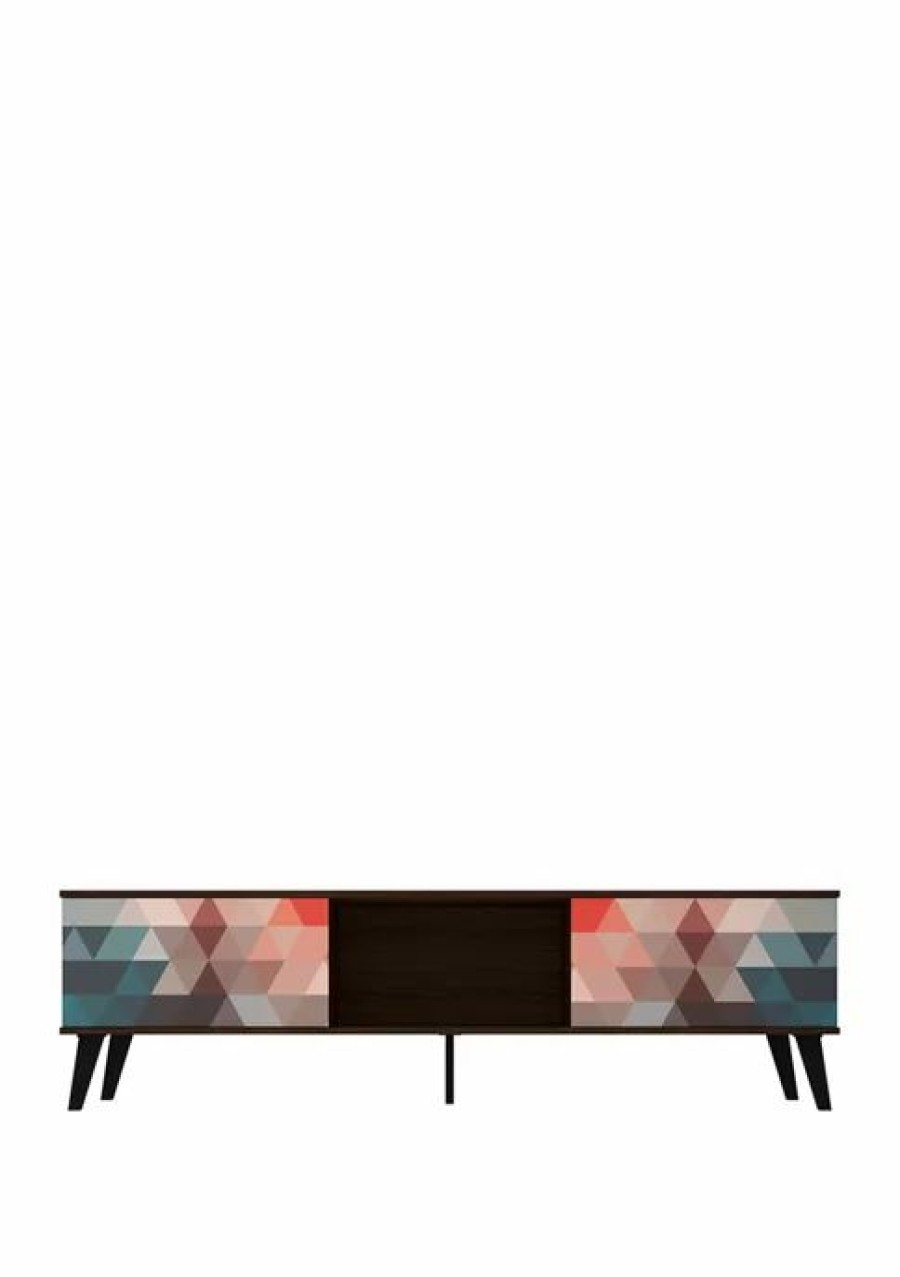 Furniture * | Deals Manhattan Comfort 70.78 Inch Doyers Tv Stand Multi Color Red And