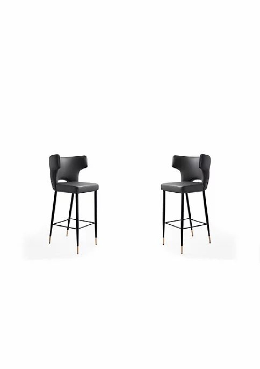 Furniture * | Outlet Manhattan Comfort Holguin Barstool In , Black And Gold (Set Of 2) Grey