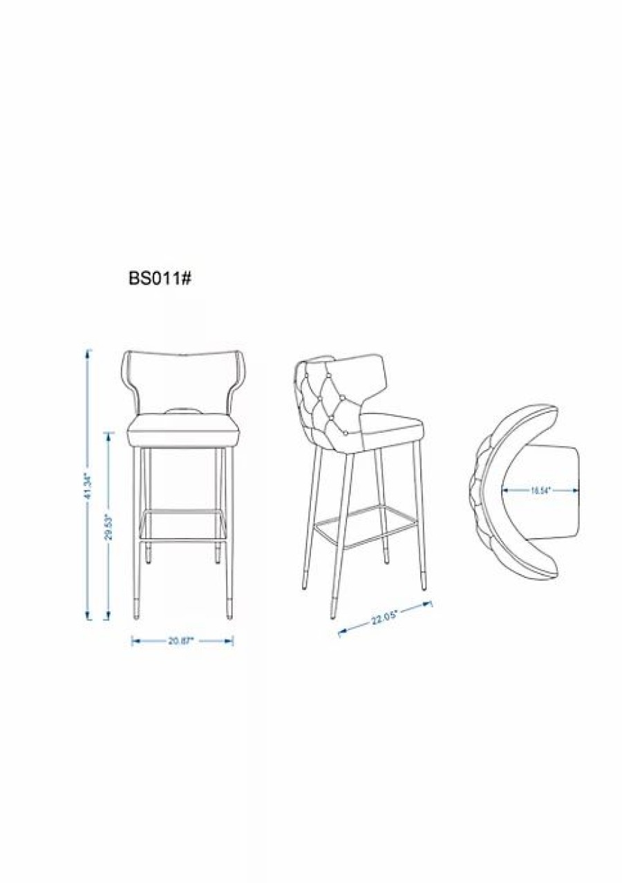 Furniture * | Outlet Manhattan Comfort Holguin Barstool In , Black And Gold (Set Of 2) Grey