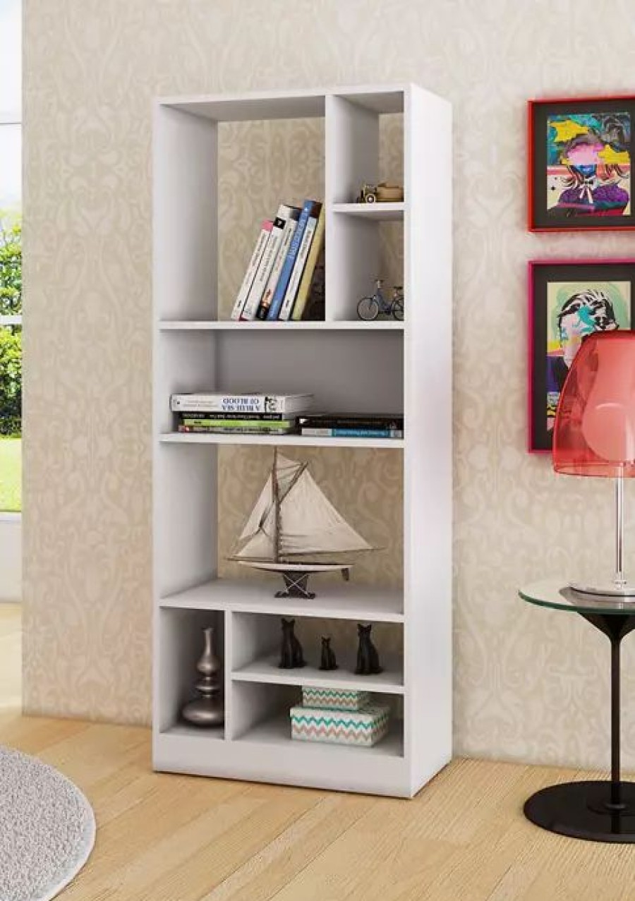 Furniture * | Discount Manhattan Comfort Valenca Bookcase 3.0 White