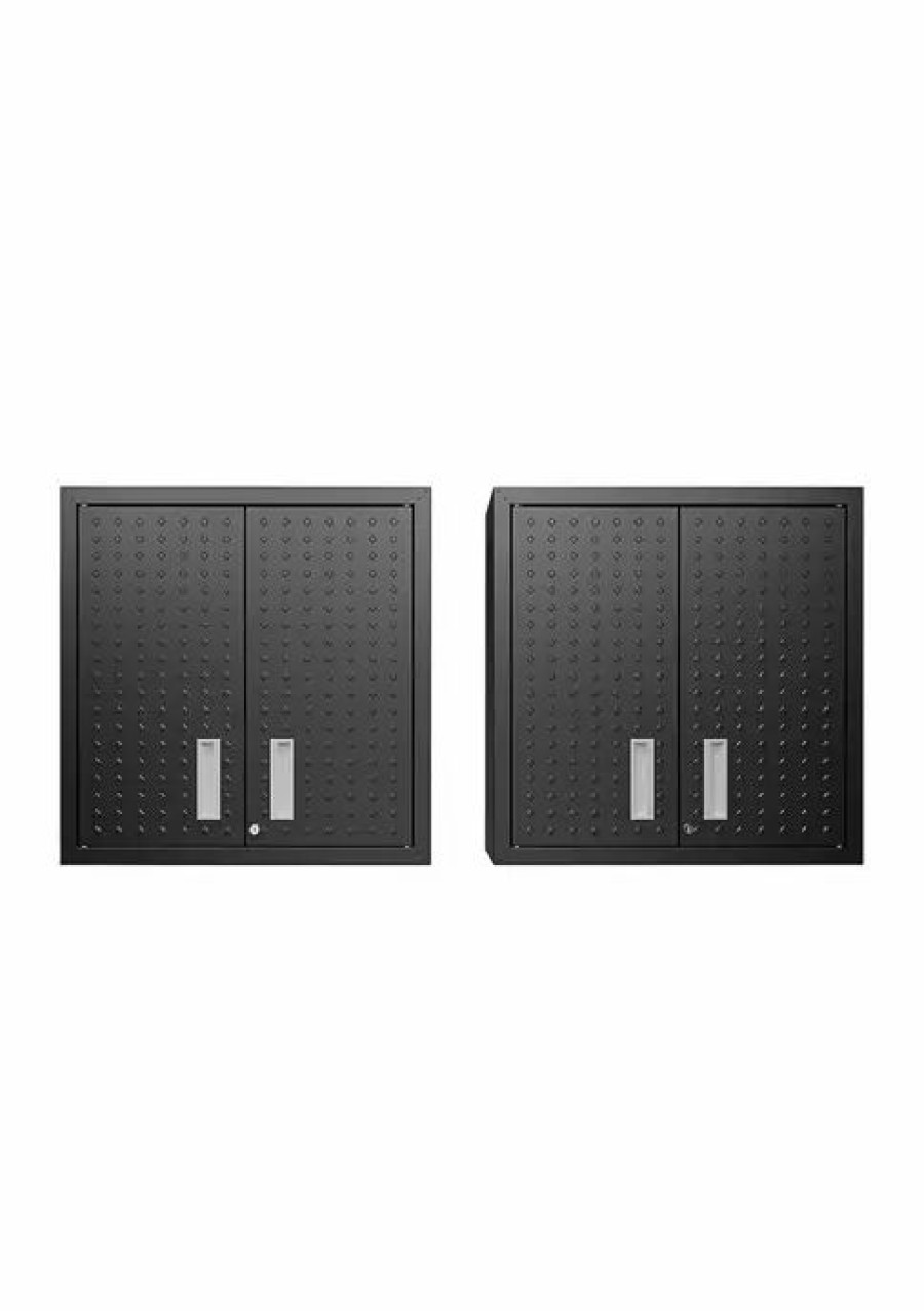 Furniture * | Top 10 Manhattan Comfort Fortress Floating Garage Cabinet Set Of 2